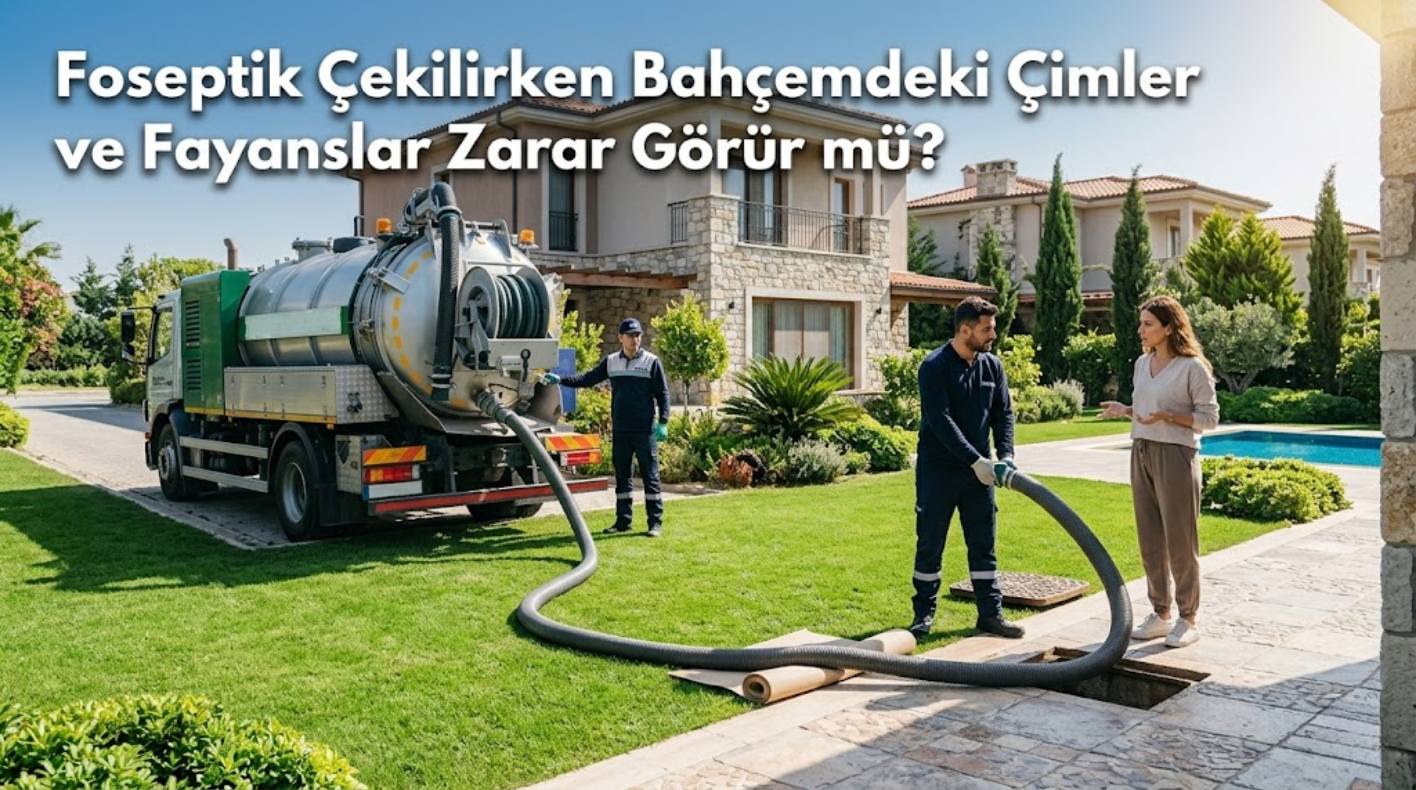 Foseptik çekimi sırasında bahçedeki çimlerin ve fayansların korunması